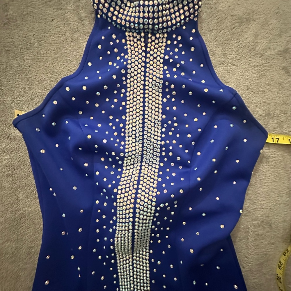 JK Elegant Blue Rhinestone Prom Dress